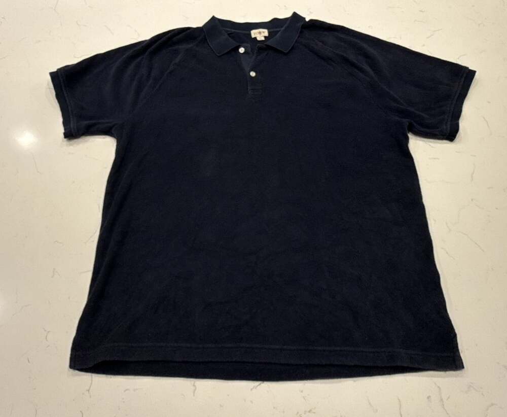 J. Crew Terry Polo Shirt Size XL Navy Short Sleeve Cotton Fleece